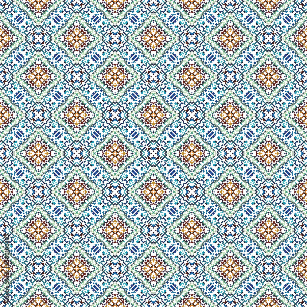 Seamless tileable pixelated pattern for web background, print, gift wrap and scrapbooking
