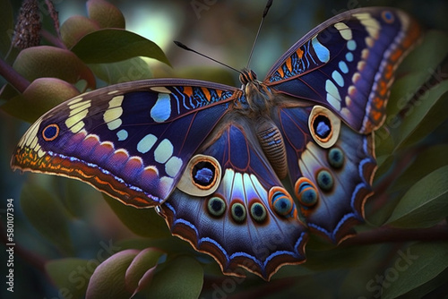 A beautiful butterfly in nature with spread wings
