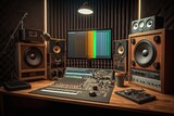 Professional recording studio equipment. Photo generative AI