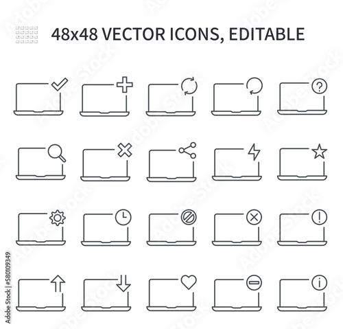 Simple vector line icons. As for warning signs, contain icons, exclamation mark, security, error, attack, stop and more.
