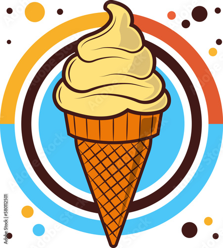 Melting ice cream cone logo modern sophisticated ice cream shop logo in simple style monoline icon