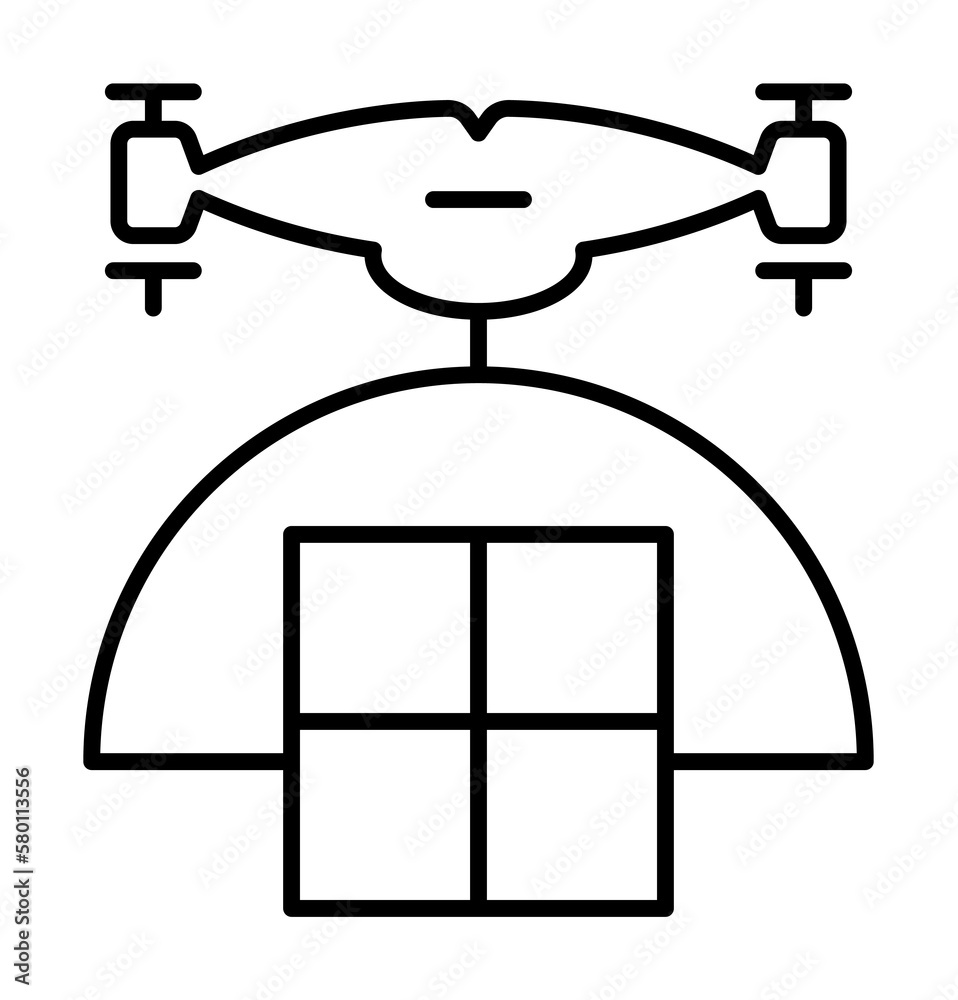 drone with parcel field outline icon on light background drone with parcel field outline icon on light background