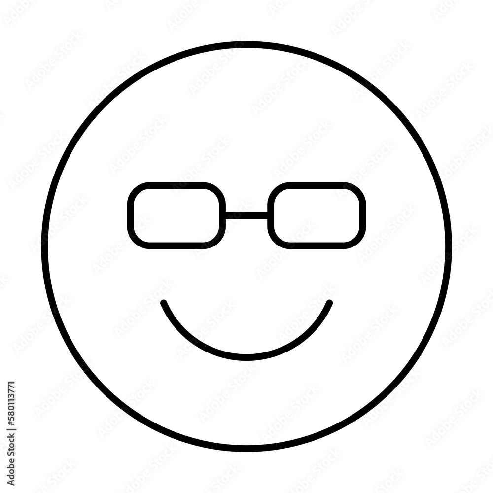 Sunglasses, happy, emotions icon. Simple line, outline expression of mood icons for ui and ux, website or mobile application on white background Sunglasses, happy, emotions icon. Simple line, outline expression of mood icons for ui and ux, website or mobile application on white background