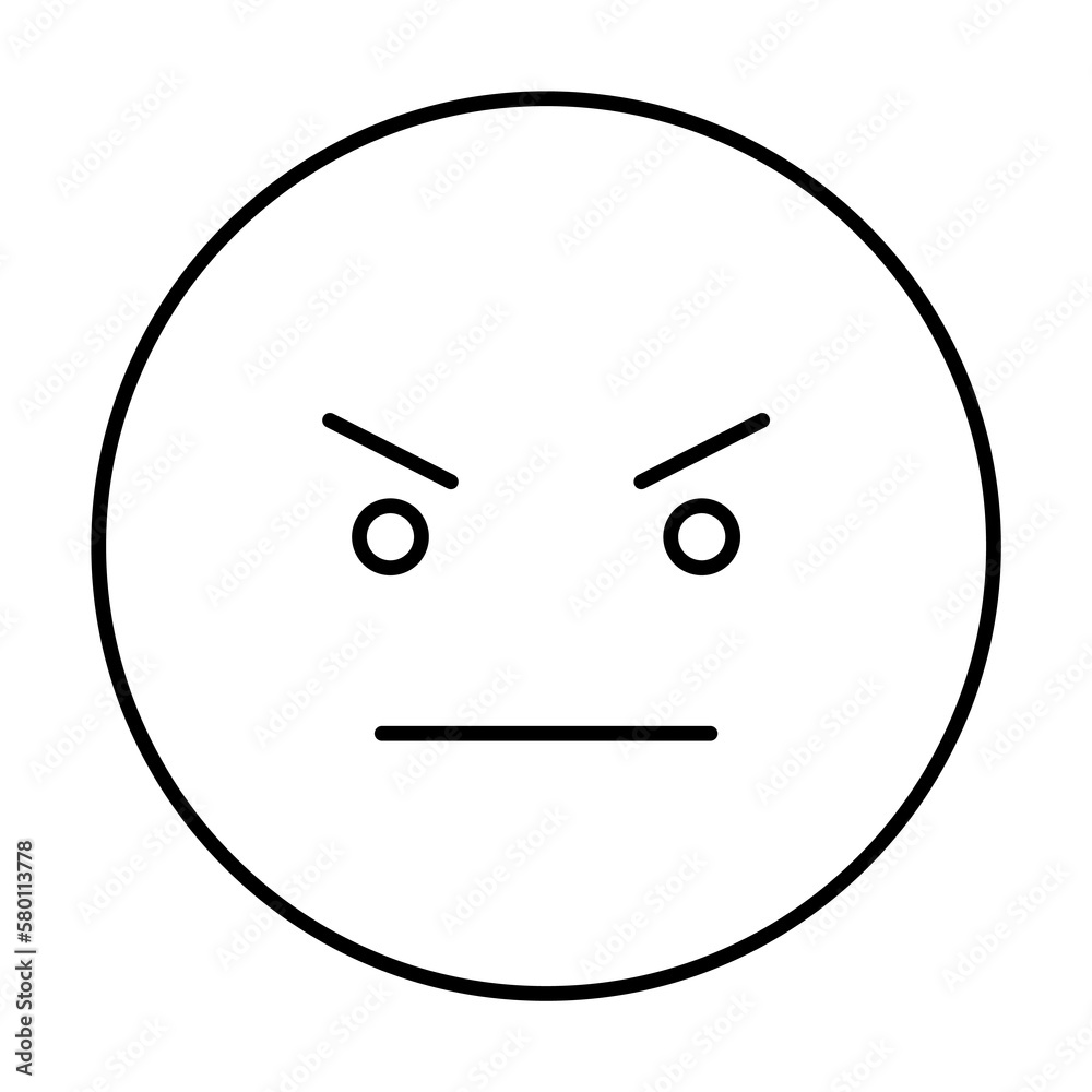 Angry, emotions icon. Simple line, outline expression of mood icons for ui and ux, website or mobile application on white background Angry, emotions icon. Simple line, outline expression of mood icons for ui and ux, website or mobile application on white background