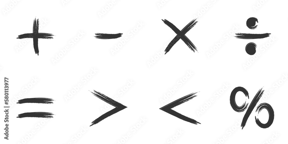 Hand drawn mathematics symbols. Vector illustration.