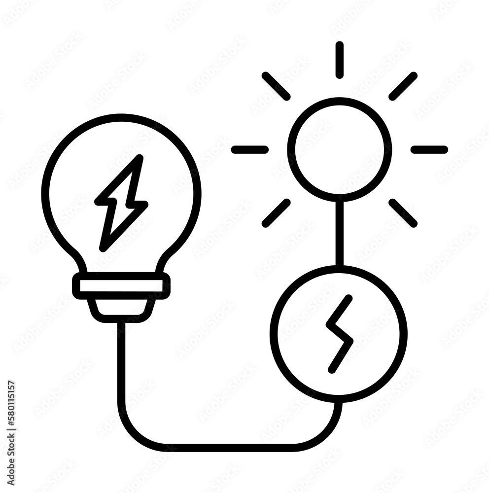 Solar, bulb, energy icon. Simple line, outline electro power icons for ui and ux, website or mobile application on white background Solar, bulb, energy icon. Simple line, outline electro power icons for ui and ux, website or mobile application on white background