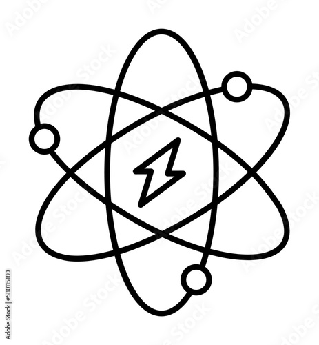 Atomic energy icon. Simple line, outline electro power icons for ui and ux, website or mobile application on white background