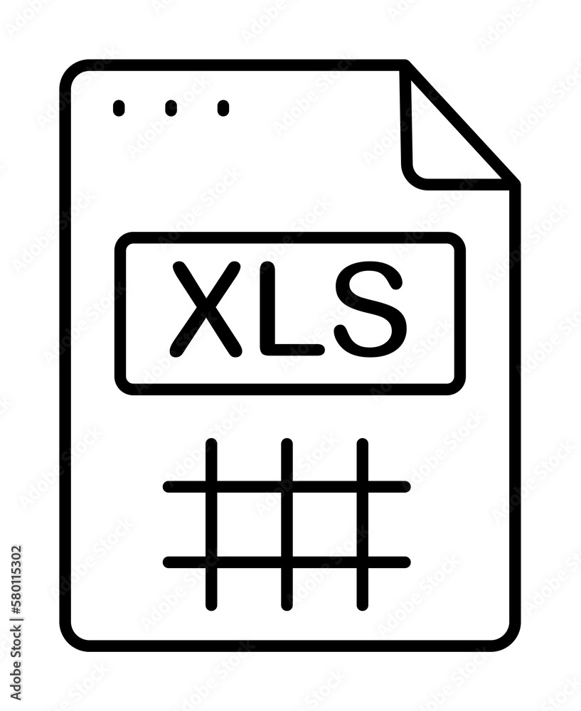 File, document, XLS icon. Simple line, outline of icons for ui and ux, website or mobile application on white background File, document, XLS icon. Simple line, outline of icons for ui and ux, website or mobile application on white background