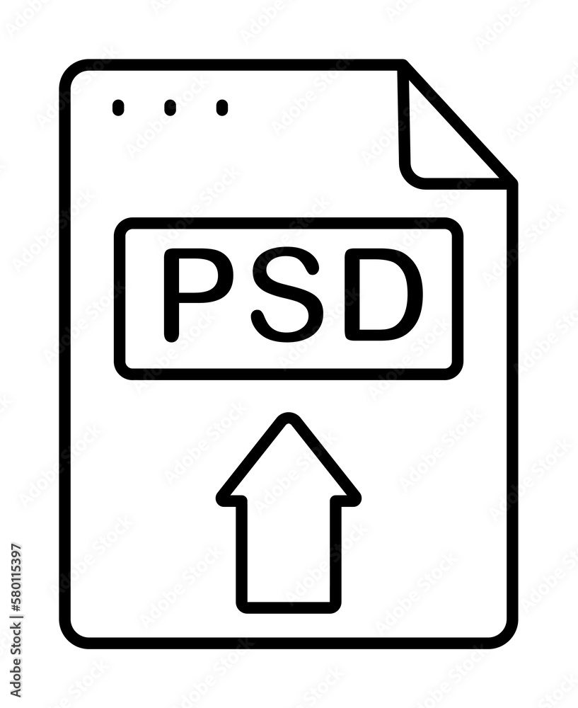 File, document, PSD icon. Simple line, outline of icons for ui and ux, website or mobile application on white background File, document, PSD icon. Simple line, outline of icons for ui and ux, website or mobile application on white background