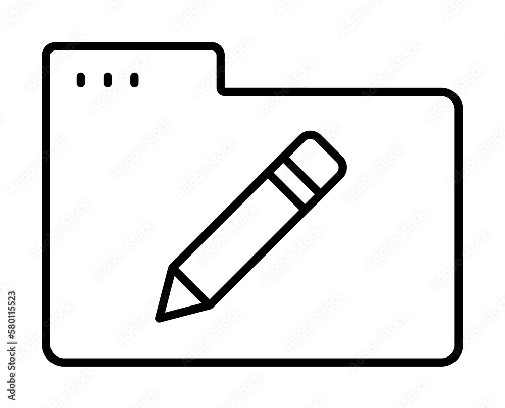 Folder pencil icon. Simple line, outline of icons for ui and ux, website or mobile application on white background Folder pencil icon. Simple line, outline of icons for ui and ux, website or mobile application on white background