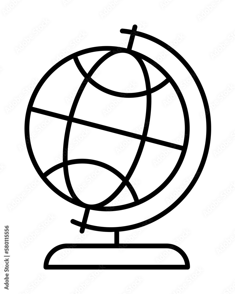 Map icon. Simple line, outline of globe icons for ui and ux, website or mobile application on white background Map icon. Simple line, outline of globe icons for ui and ux, website or mobile application on white background