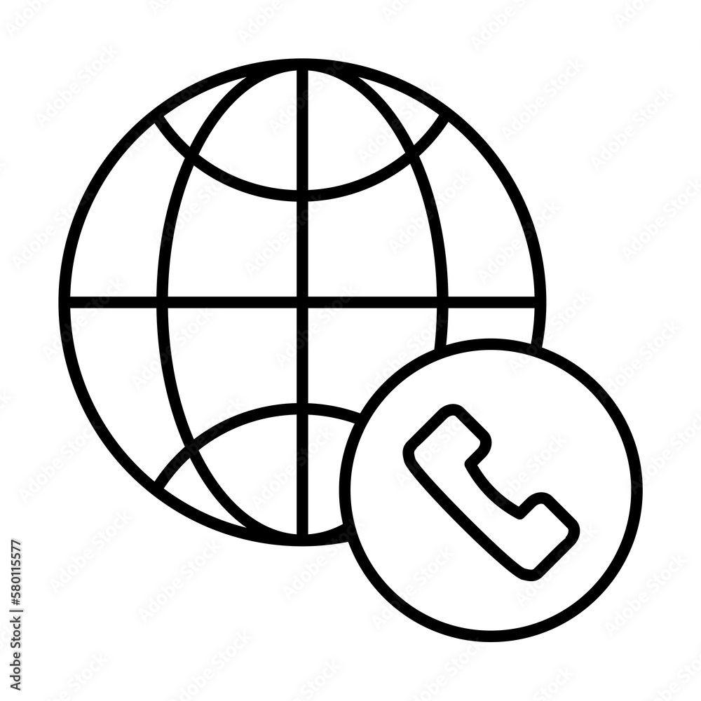 Telephone icon. Simple line, outline of globe icons for ui and ux, website or mobile application on white background Telephone icon. Simple line, outline of globe icons for ui and ux, website or mobile application on white background