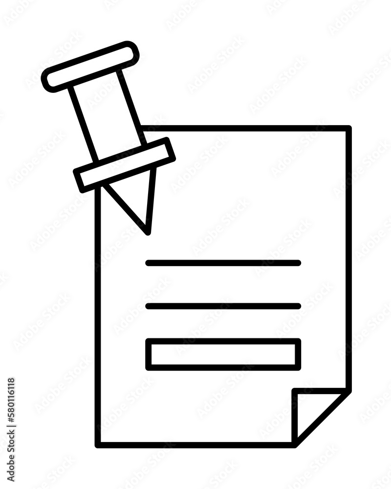 Document, letter, pinned icon. Simple line, outline of information transfer icons for ui and ux, website or mobile application on white background Document, letter, pinned icon. Simple line, outline of information transfer icons for ui and ux, website or mobile application on white background