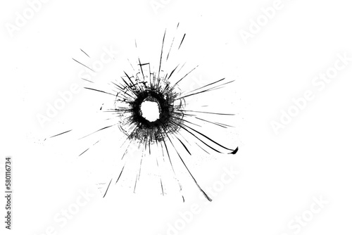 Fototapete The texture of broken glass. Bullet hole