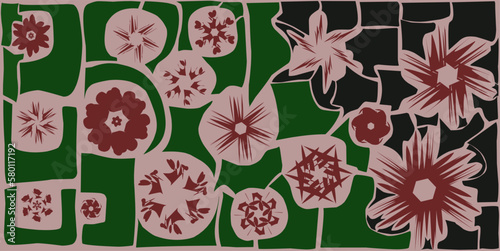 Wallpaper Mural abstract square art template with floral and geometric elements, vector fashion background for mobile app, banner design, web advertising, social media post. Torontodigital.ca