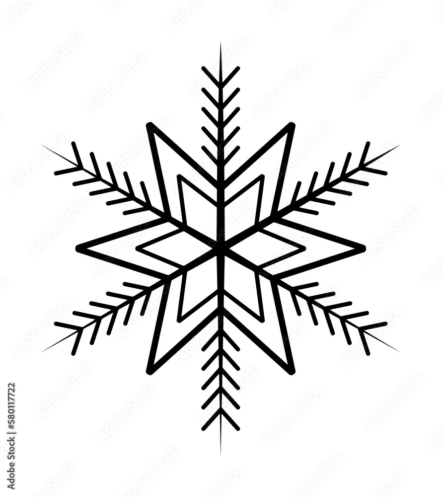 Snowflake icon. Christmas and winter theme. Simple outline illustration on white background Snowflake icon. Christmas and winter theme. Simple outline illustration on white background
