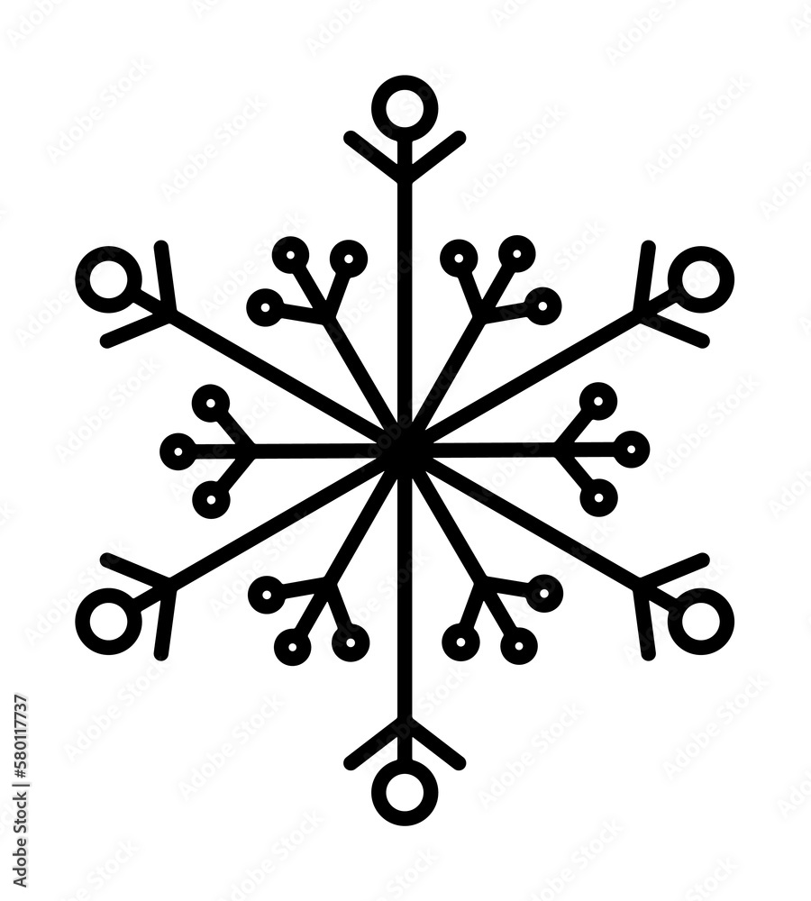 Snowflake icon. Christmas and winter theme. Simple outline illustration on white background Snowflake icon. Christmas and winter theme. Simple outline illustration on white background