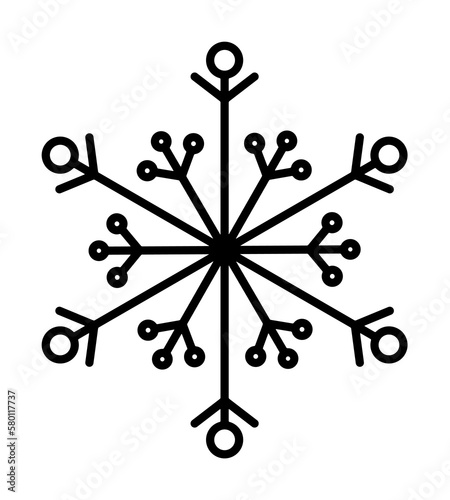 Snowflake icon. Christmas and winter theme. Simple outline illustration on white background