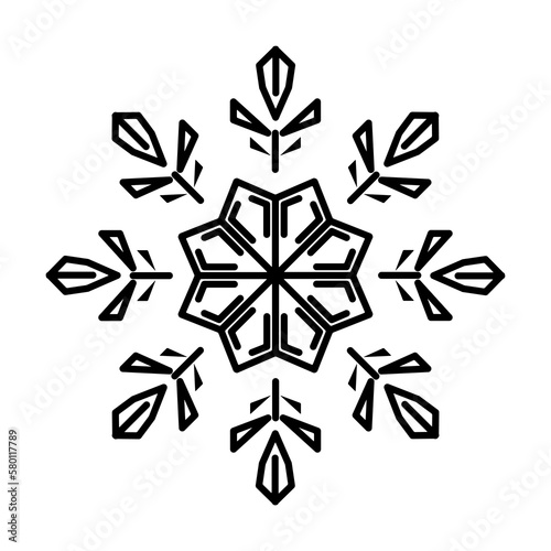 Snowflake icon. Christmas and winter theme. Simple outline illustration on white background