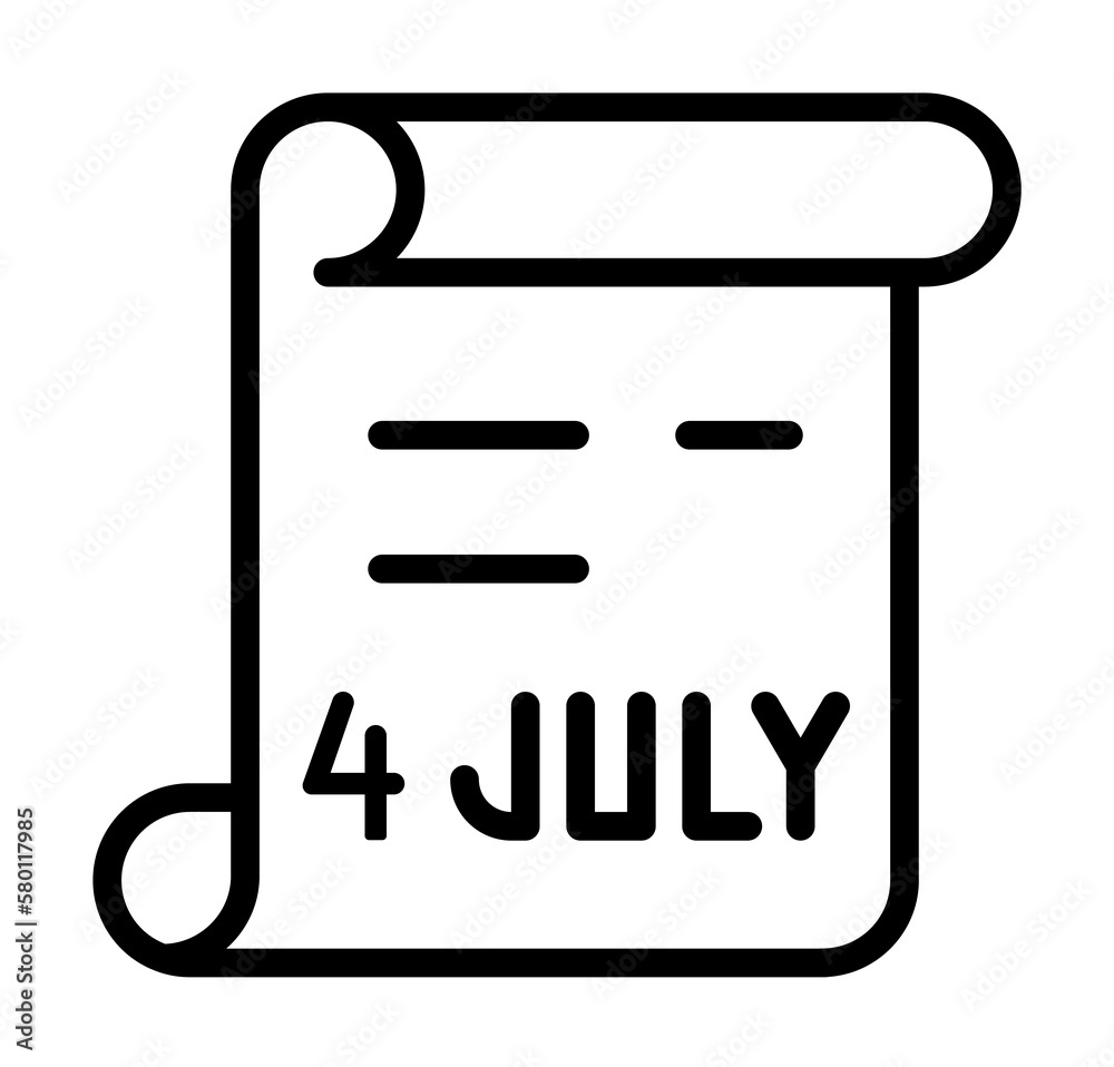 4th July document icon. Simple line, outline elements of America icons for ui and ux, website or mobile application on white background 4th July document icon. Simple line, outline elements of America icons for ui and ux, website or mobile application on white background