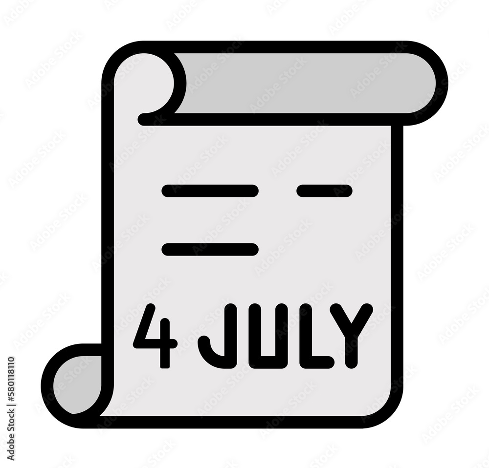 4th July document icon. Simple color with outline elements of America icons for ui and ux, website or mobile application on white background