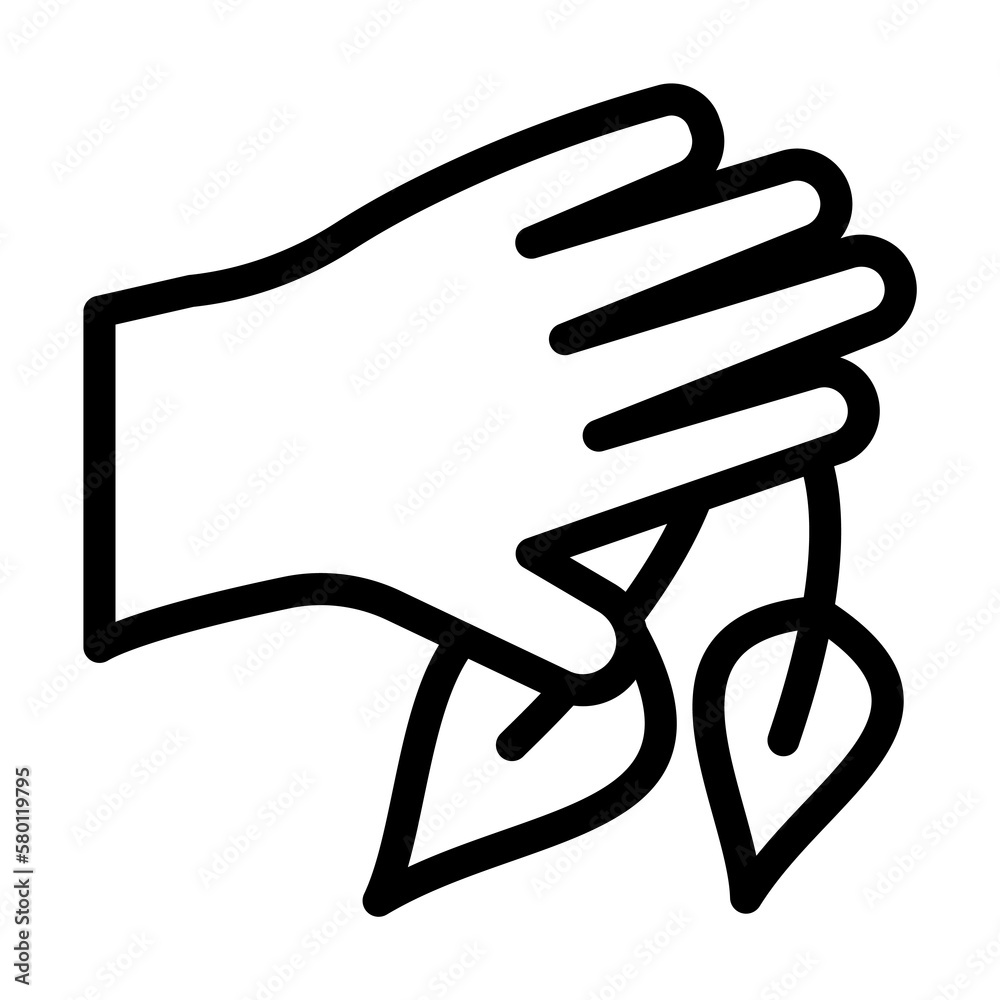 Hand herb leaf icon. Simple line, outline elements of alternative medicine icons for ui and ux, website or mobile application on white background Hand herb leaf icon. Simple line, outline elements of alternative medicine icons for ui and ux, website or mobile application on white background