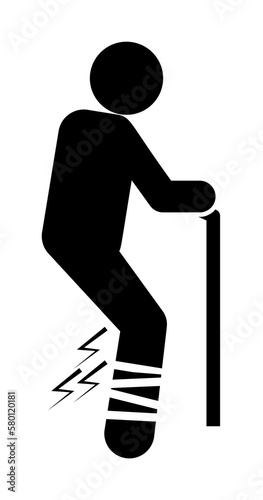 Leg  difficulty  patient icon. Element of amyotrophic lateral sclerosis icon on white background