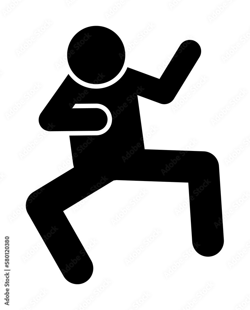 Man kick icon. Simple pictogram of fighting icons for ui and ux, website or mobile application on white background Man kick icon. Simple pictogram of fighting icons for ui and ux, website or mobile application on white background