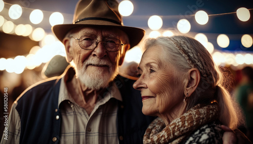 Summer of Love: Senior Pair Drenched in the Rhythm of Music Festival (created with Generative AI)