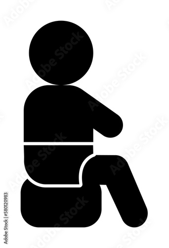 Child poops in the pot icon. Element of baby pictogram icon on white background