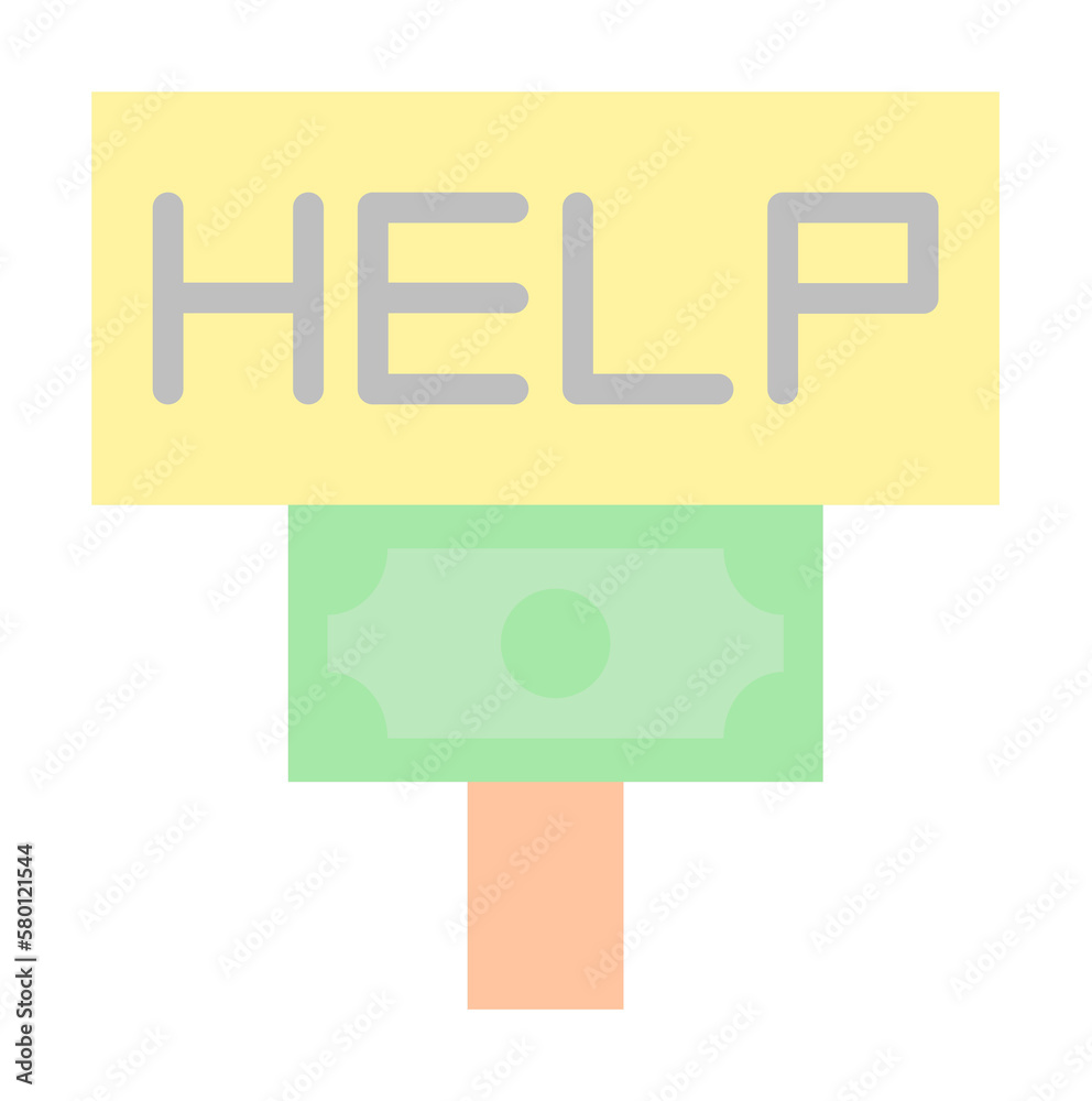 sign help money icon. Simple color elements of bankruptcy icons for ui and ux, website or mobile application on white background sign help money icon. Simple color elements of bankruptcy icons for ui and ux, website or mobile application on white background