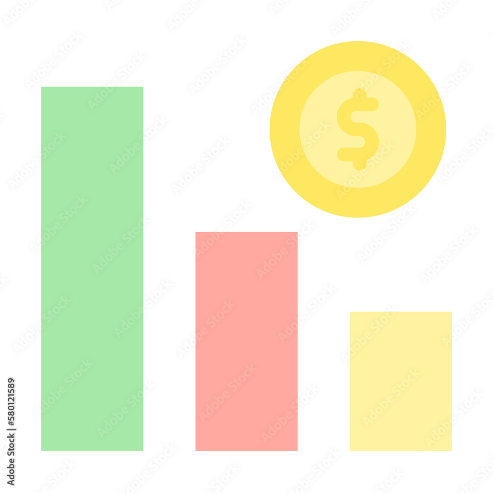 chart coin dollar icon. Simple color elements of bankruptcy icons for ui and ux, website or mobile application on white background chart coin dollar icon. Simple color elements of bankruptcy icons for ui and ux, website or mobile application on white background