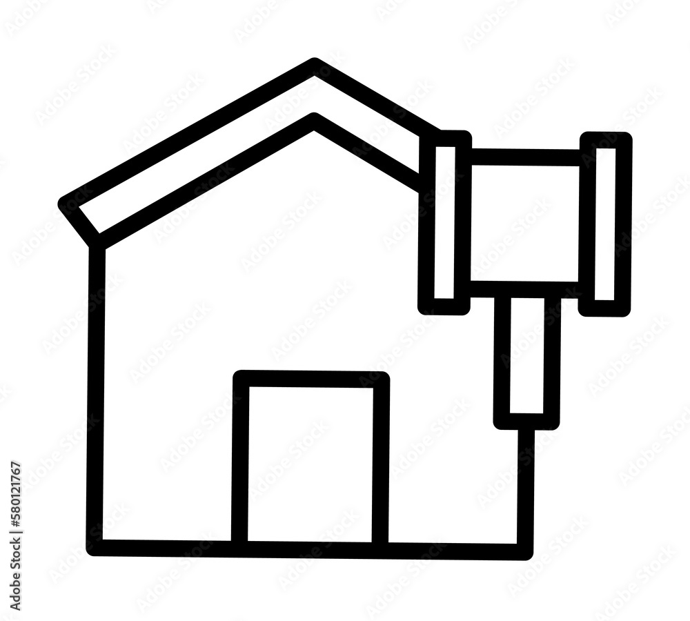 house hammer icon. Simple line, outline elements of bankruptcy icons for ui and ux, website or mobile application on white background house hammer icon. Simple line, outline elements of bankruptcy icons for ui and ux, website or mobile application on white background