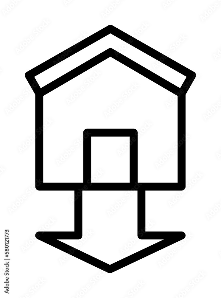house arrow down icon. Simple line, outline elements of bankruptcy icons for ui and ux, website or mobile application on white background house arrow down icon. Simple line, outline elements of bankruptcy icons for ui and ux, website or mobile application on white background