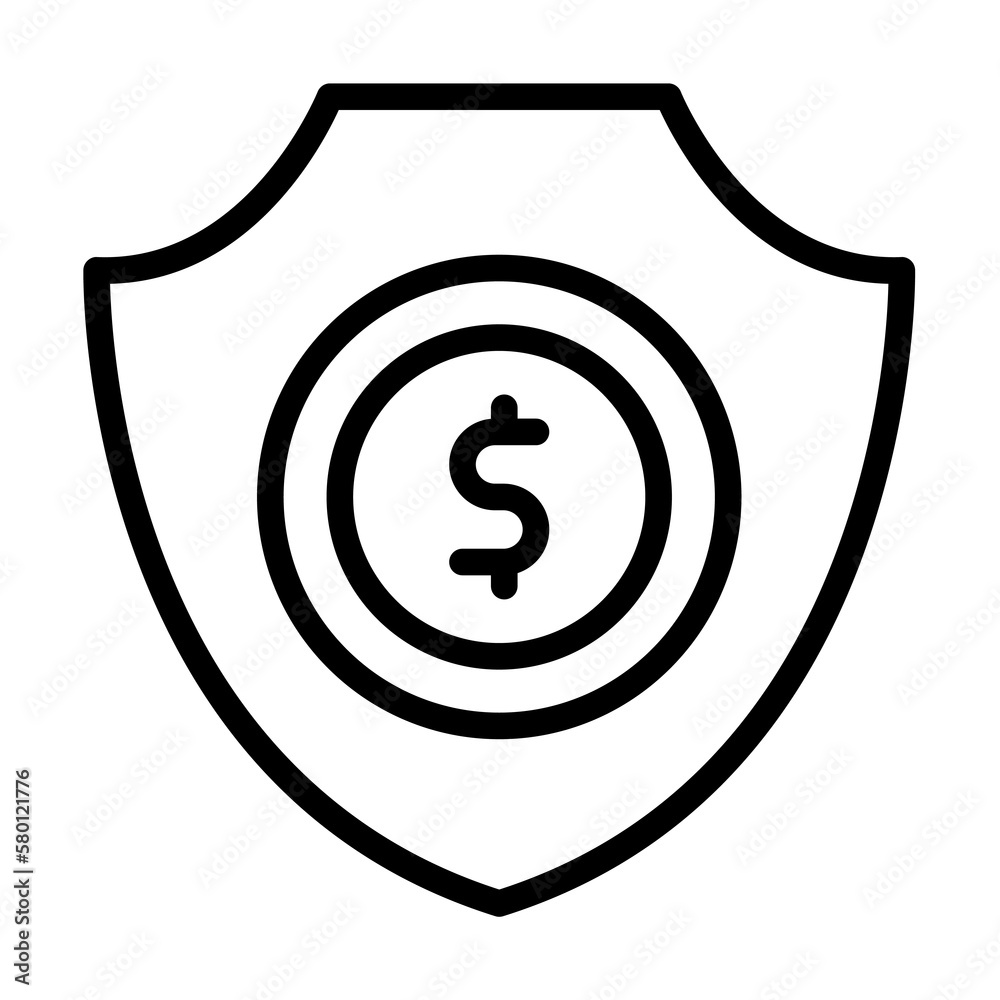 shield coin dollar icon. Simple line, outline elements of bankruptcy icons for ui and ux, website or mobile application on white background shield coin dollar icon. Simple line, outline elements of bankruptcy icons for ui and ux, website or mobile application on white background