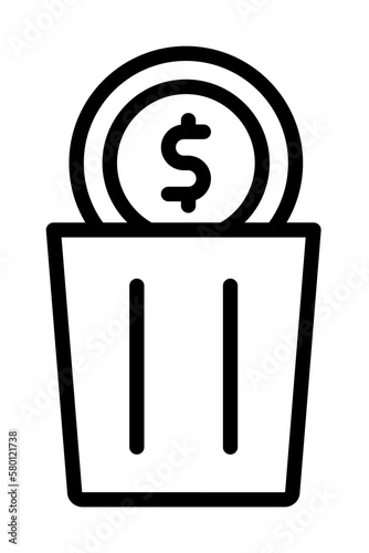 trash can coin dollar icon. Simple line, outline elements of bankruptcy icons for ui and ux, website or mobile application on white background