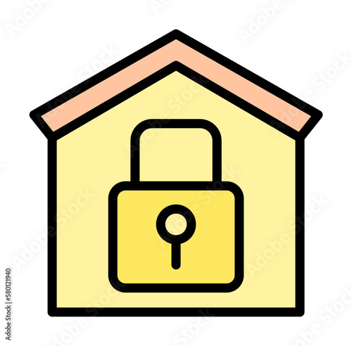 house lock icon. Simple color with outline elements of bankruptcy icons for ui and ux, website or mobile application on white background