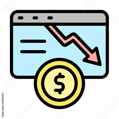 web site arrow coin dollar icon. Simple color with outline elements of bankruptcy icons for ui and ux, website or mobile application on white background