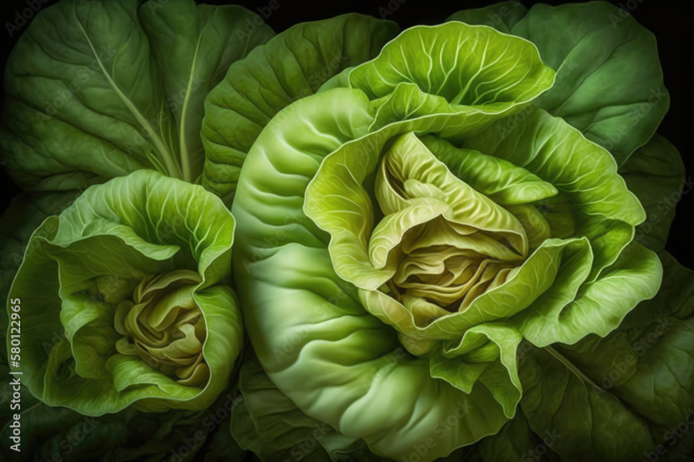 Obraz premium green butter lettuce vegetable or salad background. Generative AI