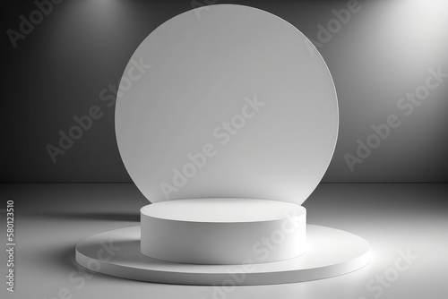 Cylinder podiums on white background. Abstract pedestal scene with geometrical. Generative AI