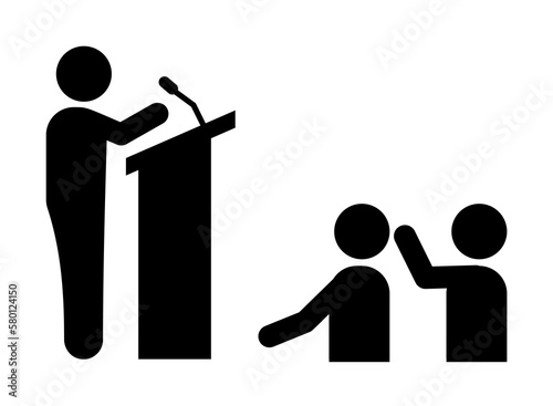 Businessman conference people spiker icon. Element of businessman pictogram icon on white background photo