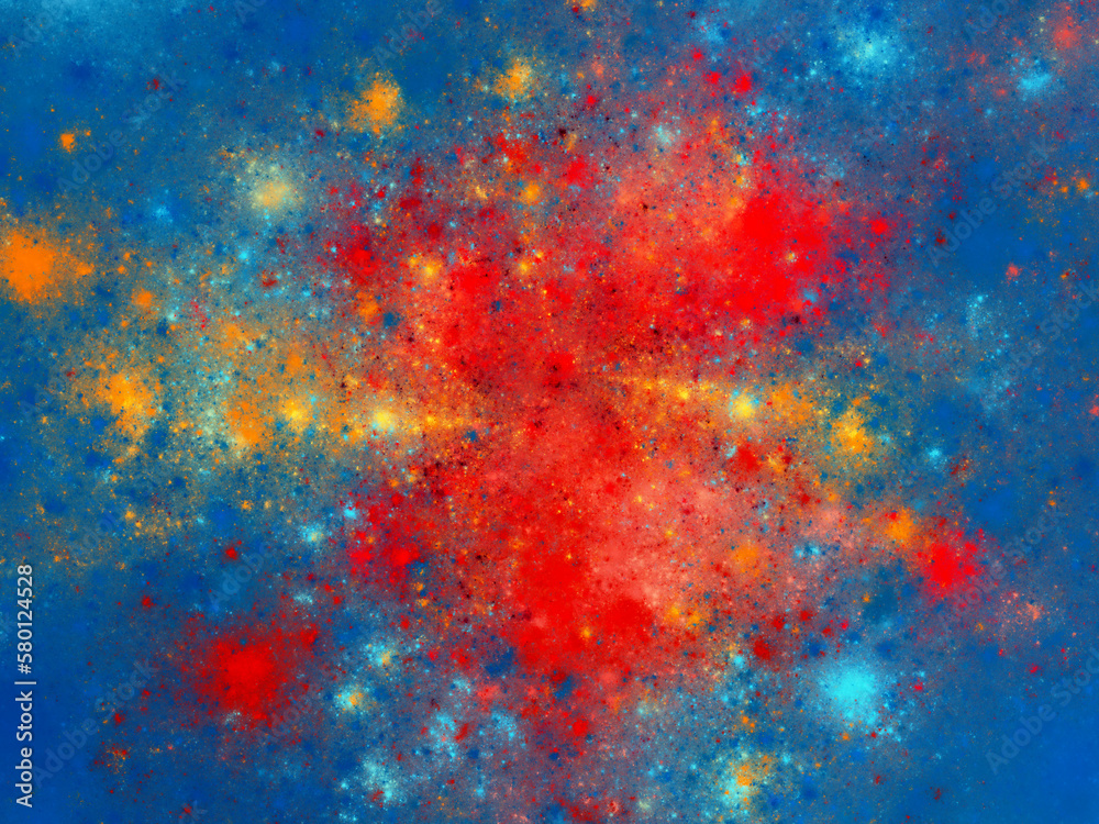 blue and red abstract fractal background 3d rendering illustration