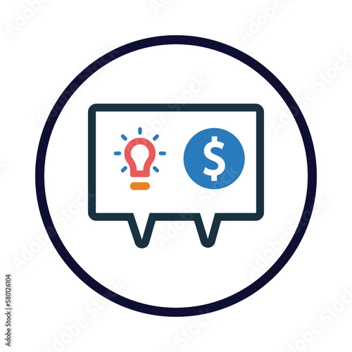 fund, money, idea, bulb, bubble , chat, fund collect chat idea icon