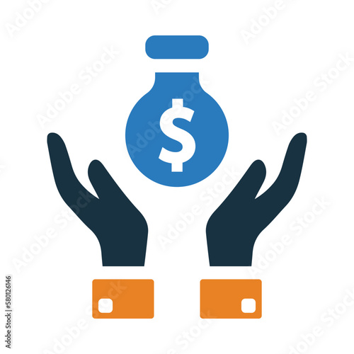 fund, money, hand, fund care icon