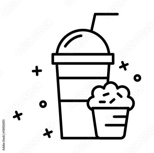 Coffee, cake, hot drink icon. Simple line, outline of coffee icons for ui and ux, website or mobile application on white background