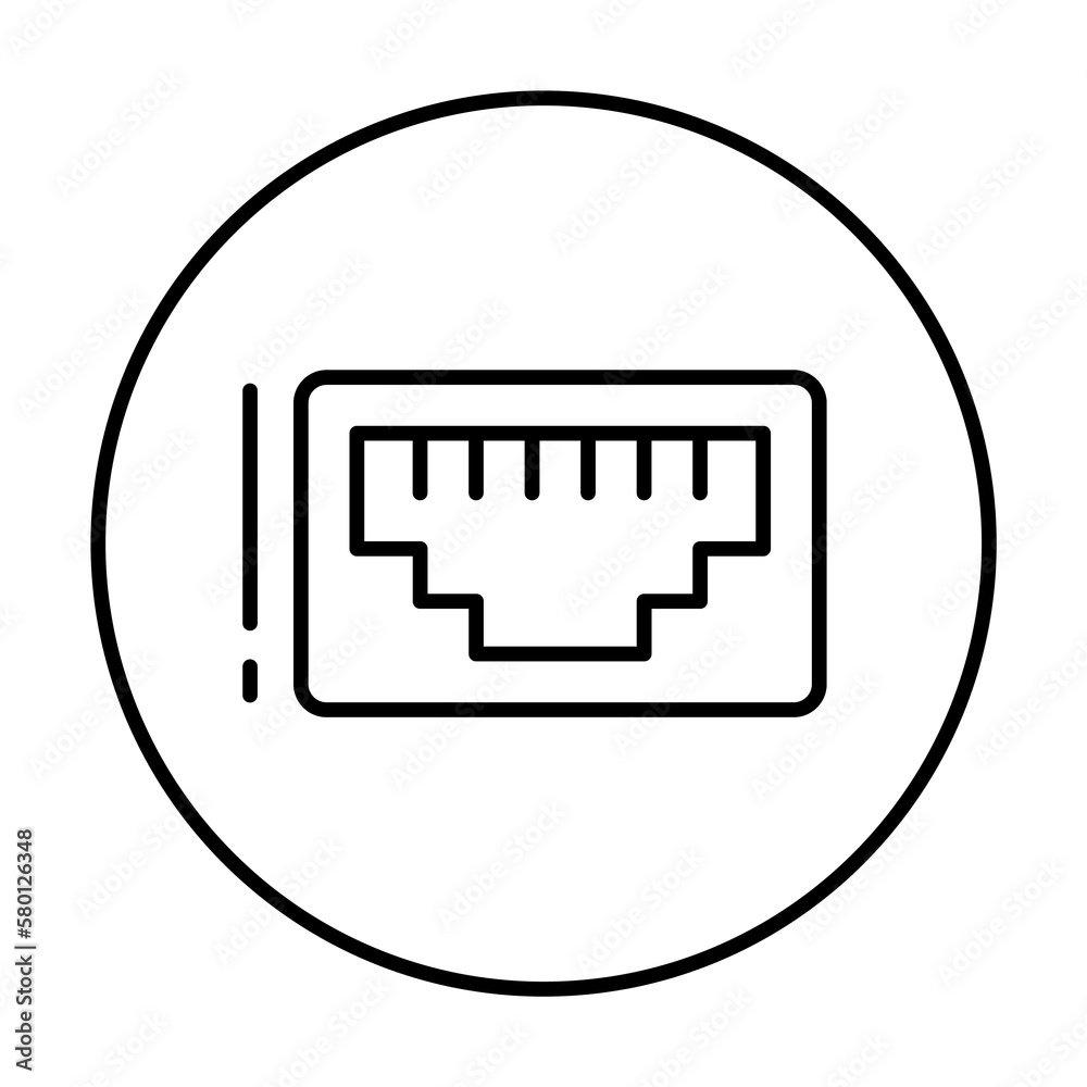 Ethernet, connector icon. Simple line, outline elements of connectors and cables icons for ui and ux, website or mobile application on white background