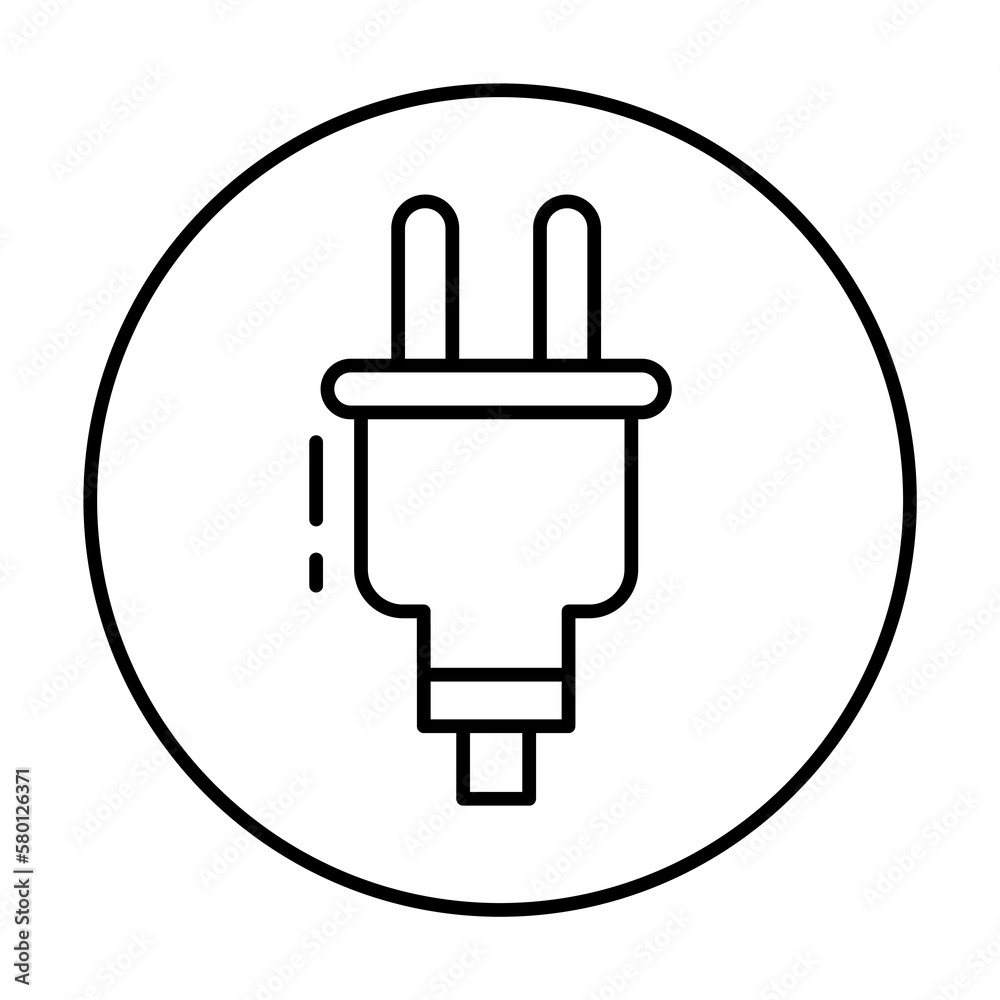 Plug, connector icon. Simple line, outline elements of connectors and cables icons for ui and ux, website or mobile application on white background Plug, connector icon. Simple line, outline elements of connectors and cables icons for ui and ux, website or mobile application on white background