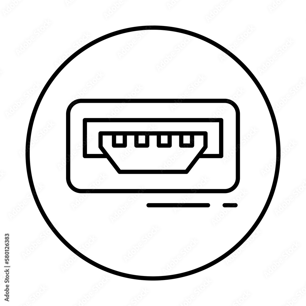 USB, connector icon. Simple line, outline elements of connectors and cables icons for ui and ux, website or mobile application on white background USB, connector icon. Simple line, outline elements of connectors and cables icons for ui and ux, website or mobile application on white background