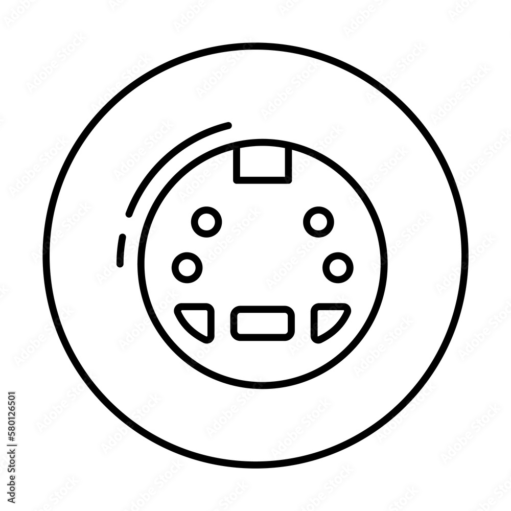 S-video, connector icon. Simple line, outline elements of connectors and cables icons for ui and ux, website or mobile application on white background S-video, connector icon. Simple line, outline elements of connectors and cables icons for ui and ux, website or mobile application on white background