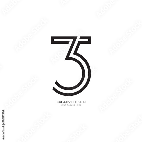 Line art number 35 creative monogram logo